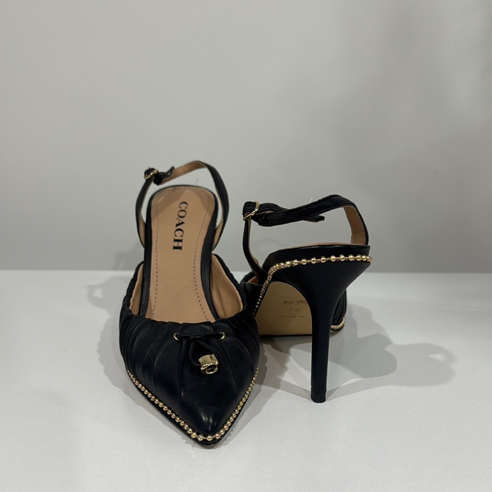Coach Black and Gold Slingback Heels